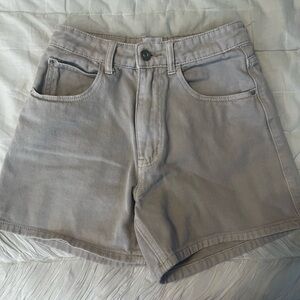 Princess Polly tan jean shorts